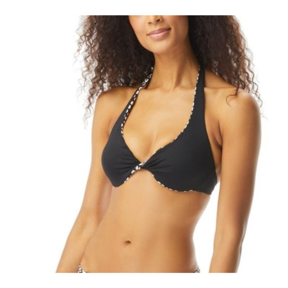 Coco Reef Verso Reversible Underwire Halter Black Polka Dot Swim Bra 36 x 38 DD - Picture 3 of 7